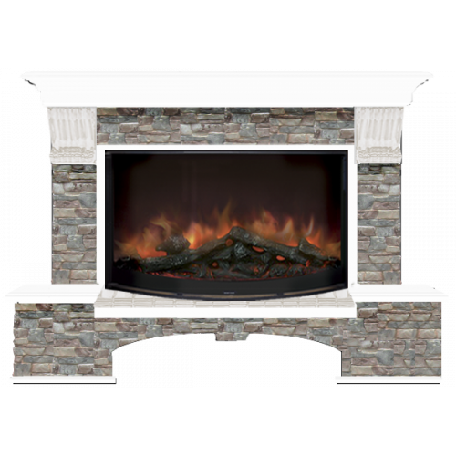 Каминокомплект Glenrich Бостон Грот цветной 86 (белый)+Rondo S86 Каминокомплект Glenrich Бостон Грот цветной 86 (белый)+Rondo S86 в Пскове